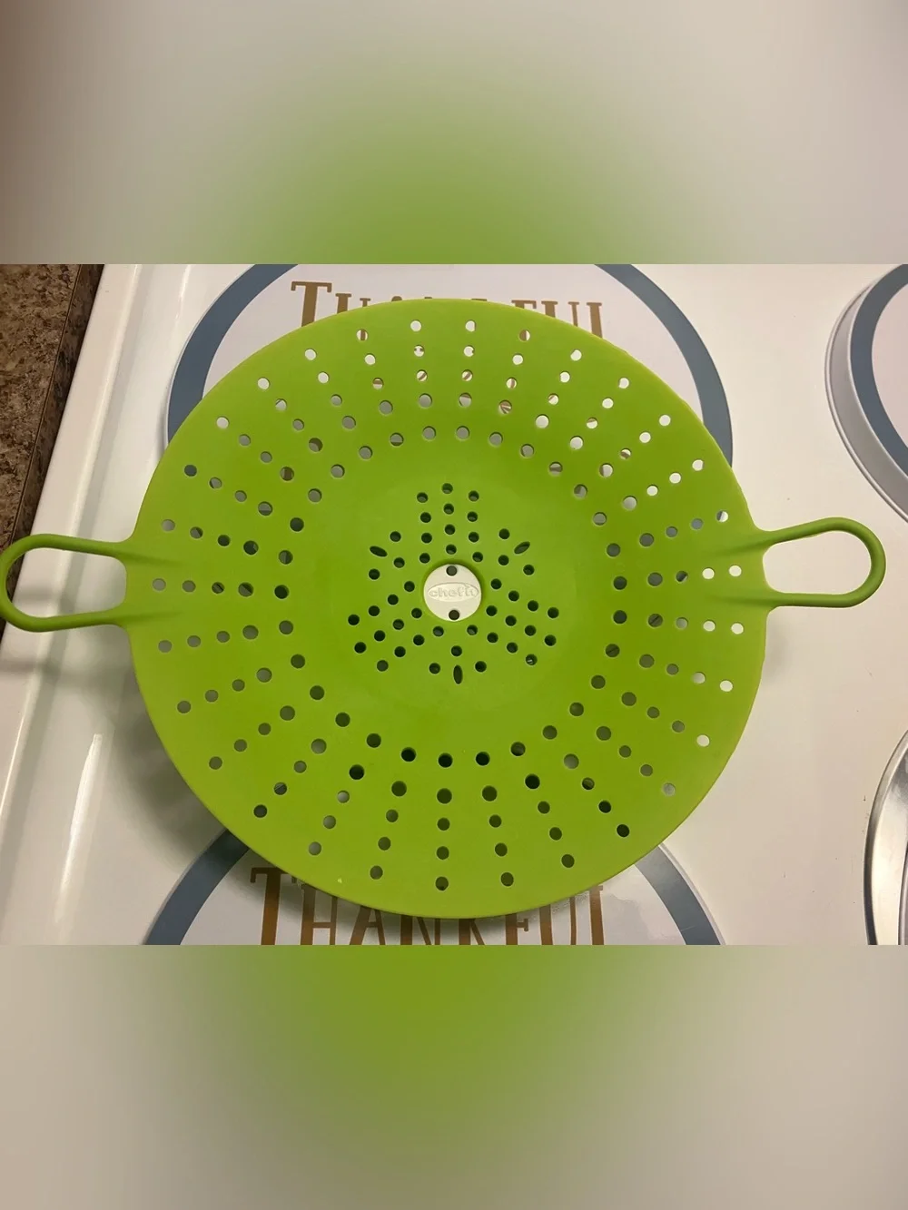 Green Silicone Steamer Basket - Flexible Strainer with Handles